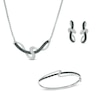 Thumbnail Image 0 of 1/10 CT. T.W. Enhanced Black and White Diamond Swirl Bangle, Necklace and Earrings Set in Sterling Silver