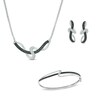 Thumbnail Image 1 of 1/10 CT. T.W. Enhanced Black and White Diamond Swirl Bangle, Necklace and Earrings Set in Sterling Silver