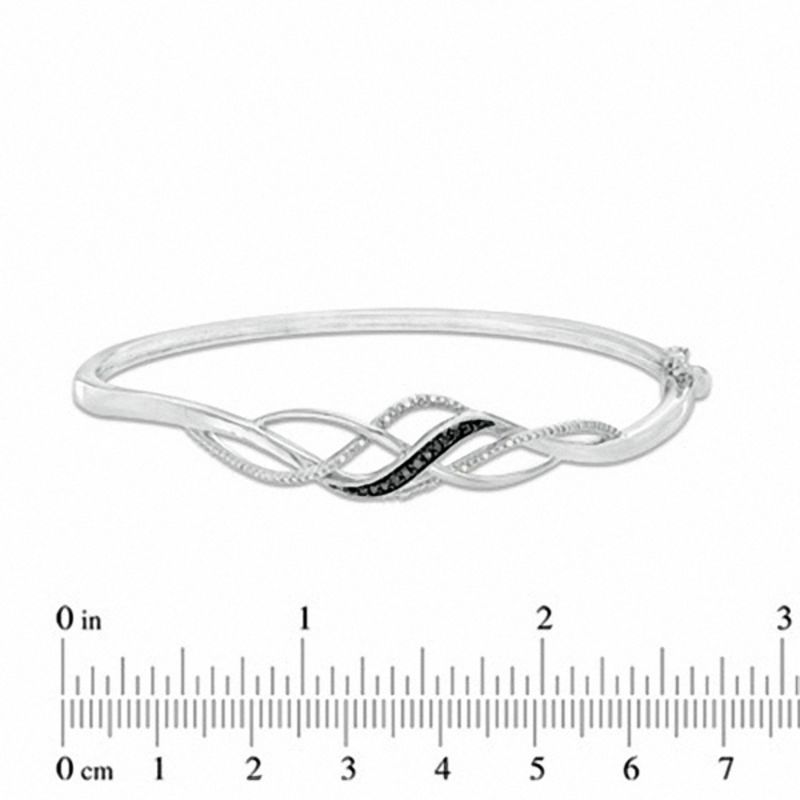 Main Image 2 of 1/10 CT. T.W. Enhanced Black and White Diamond Swirl Bangle, Necklace and Earrings Set in Sterling Silver