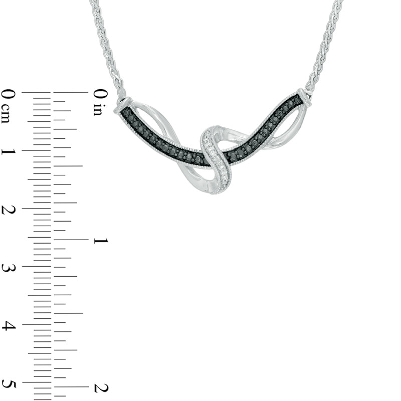 1/10 CT. T.W. Enhanced Black and White Diamond Swirl Bangle, Necklace and Earrings Set in Sterling Silver