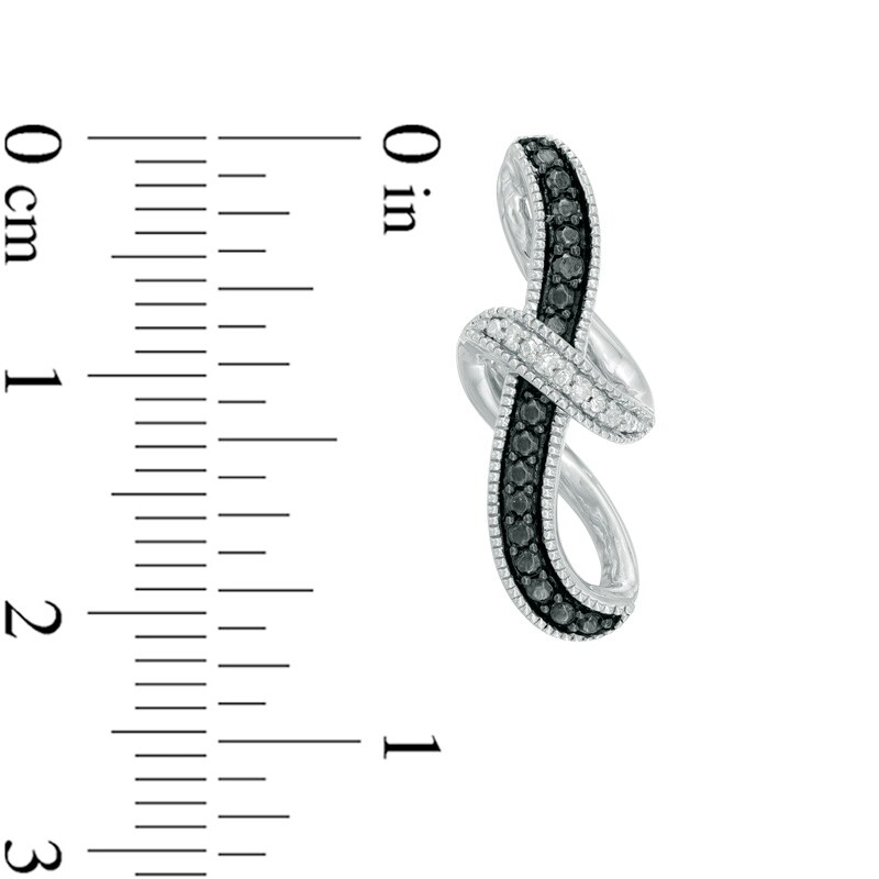 Main Image 4 of 1/10 CT. T.W. Enhanced Black and White Diamond Swirl Bangle, Necklace and Earrings Set in Sterling Silver