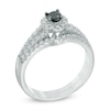 Thumbnail Image 2 of 1/2 CT. T.W. Enhanced Black and White Diamond Split Shank Bridal Set in 10K White Gold