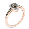 Thumbnail Image 1 of 1/4 CT. T.W. Champagne and White Diamond Cluster Pear-Shaped Frame Ring in 10K Rose Gold