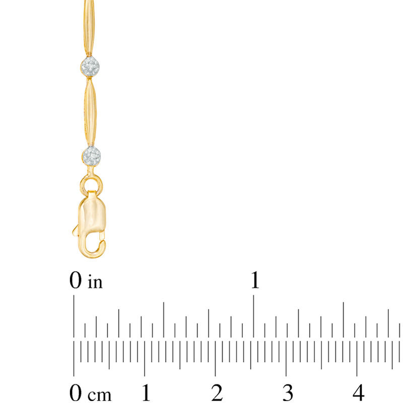 Main Image 2 of Oval Peridot and Diamond Accent Bracelet in Sterling Silver and 10K Gold Plate - 7.25"