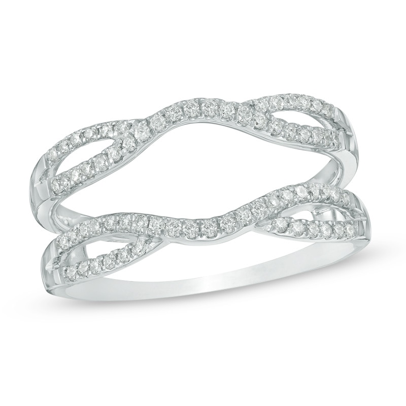 Main Image 1 of 1/4 CT. T.W. Diamond Double Row Solitaire Enhancer in 14K White Gold