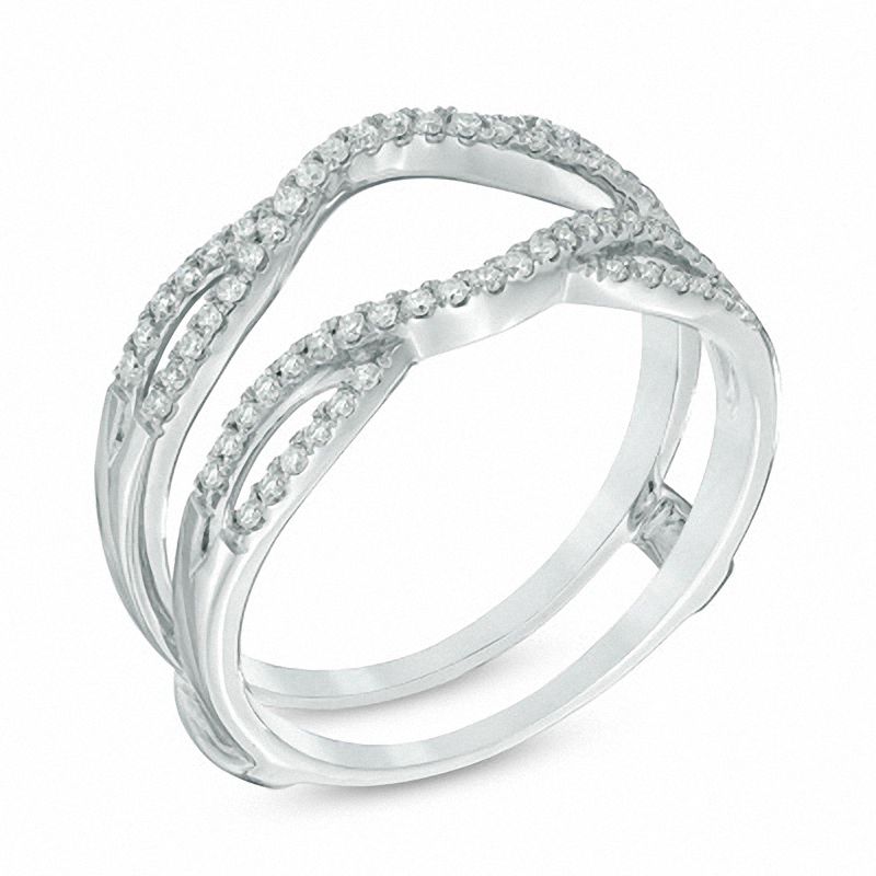 Main Image 2 of 1/4 CT. T.W. Diamond Double Row Solitaire Enhancer in 14K White Gold