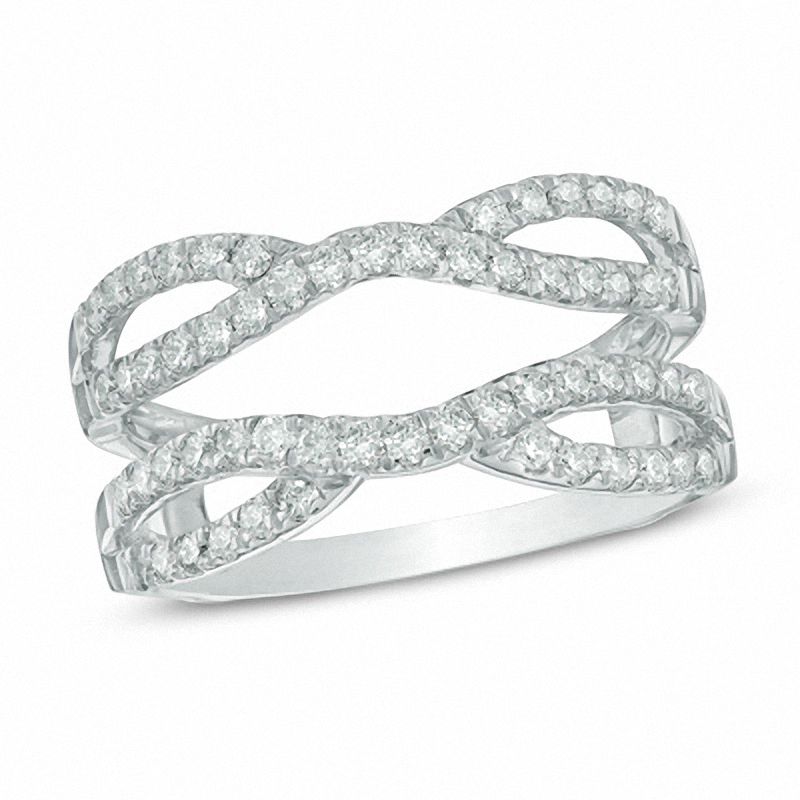 Main Image 1 of 3/4 CT. T.W. Diamond Double Row Solitaire Enhancer in 14K White Gold