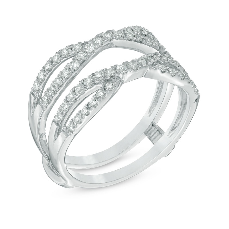 Main Image 2 of 3/4 CT. T.W. Diamond Double Row Solitaire Enhancer in 14K White Gold