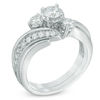 Thumbnail Image 1 of 1 CT. T.W. Diamond Three Stone Slant Bridal Set in 14K White Gold