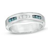Thumbnail Image 1 of 1/3 CT. T.W. Enhanced Blue and White Diamond Anniversary Band in Sterling Silver