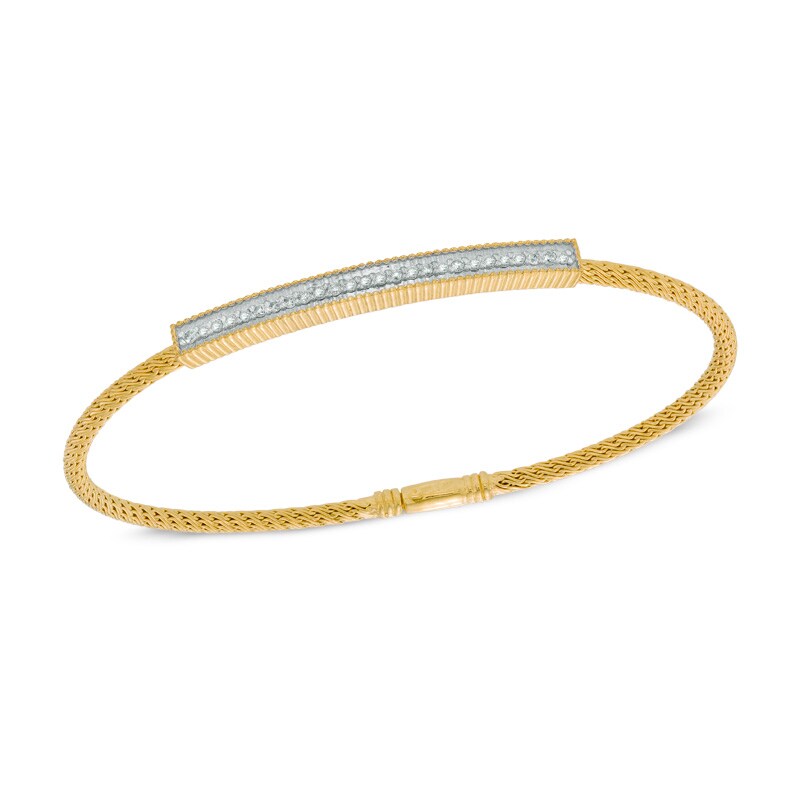Main Image 1 of 1/4 CT. T.W. Diamond Bangle in Sterling Silver and 14K Gold Plate - 6.75"