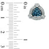 1/3 CT. T.W. Enhanced Blue and White Diamond Curved Triangle Stud Earrings in Sterling Silver