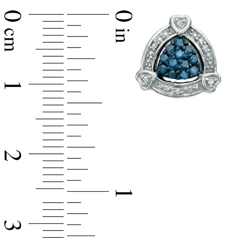 1/3 CT. T.W. Enhanced Blue and White Diamond Curved Triangle Stud Earrings in Sterling Silver