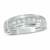 Thumbnail Image 0 of Men's 1/3 CT. T.W. Diamond Seven Stone Step Edge Anniversary Band in 10K White Gold