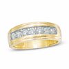 Thumbnail Image 0 of Men's 3/4 CT. T.W. Diamond Seven Stone Step Edge Anniversary Band in 10K Gold