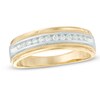 Thumbnail Image 0 of Men's 1/4 CT. T.W. Diamond Milgrain Anniversary Band in 14K Two-Tone Gold