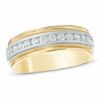 Thumbnail Image 0 of Men's 1/2 CT. T.W. Diamond Milgrain Anniversary Band in 14K Two-Tone Gold