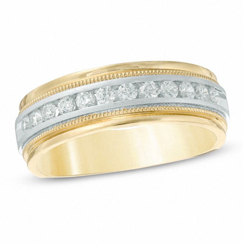 Men's 1/2 CT. T.W. Diamond Milgrain Anniversary Band in 14K Two-Tone Gold
