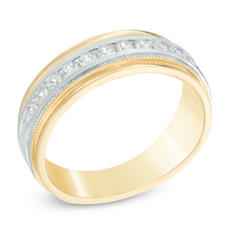 Men's 1/2 CT. T.W. Diamond Milgrain Anniversary Band in 14K Two-Tone Gold