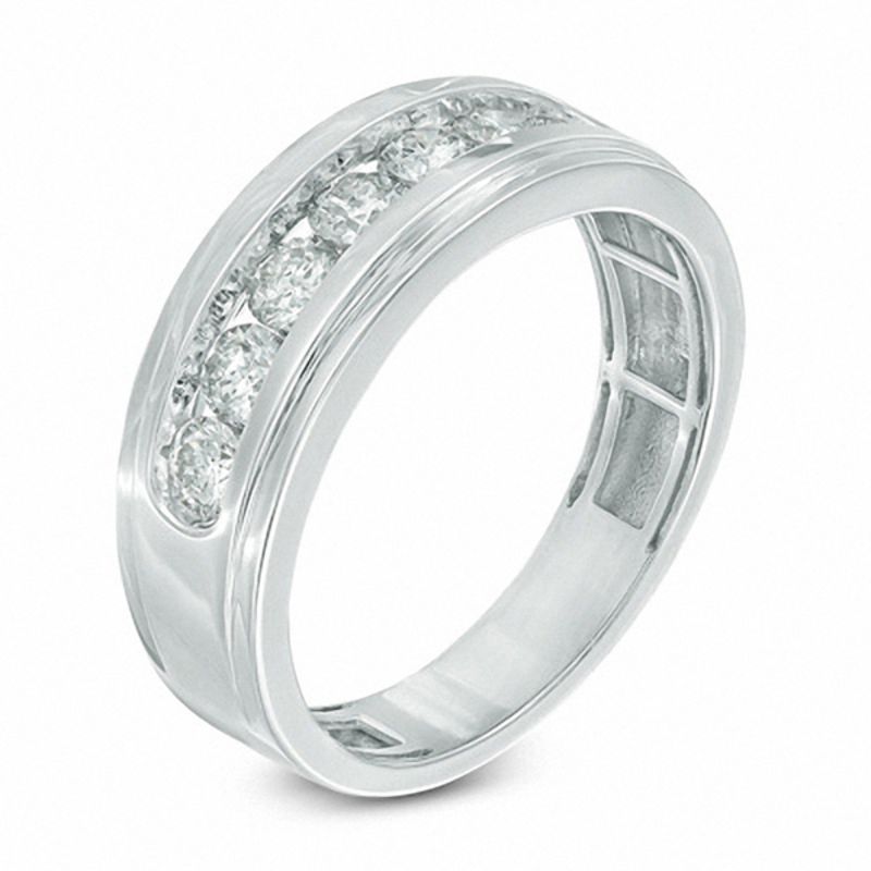 Main Image 2 of 3/4 CT. T.W. Diamond Seven Stone Step Edge Anniversary Band in 10K White Gold