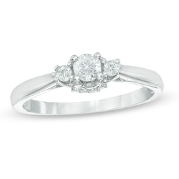 1/4 CT. T.W. Diamond Three Stone Engagement Ring in 10K White Gold