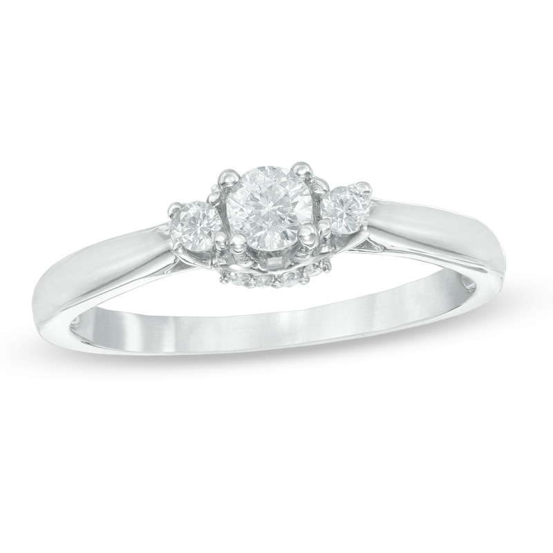 Main Image 1 of 1/4 CT. T.W. Diamond Three Stone Engagement Ring in 10K White Gold