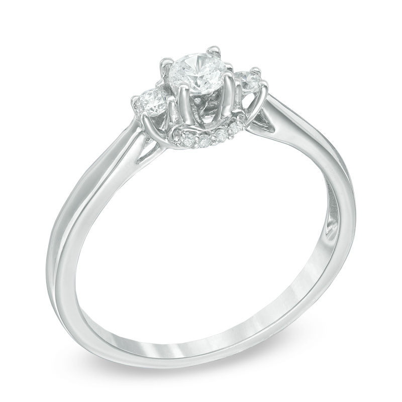 Main Image 2 of 1/4 CT. T.W. Diamond Three Stone Engagement Ring in 10K White Gold