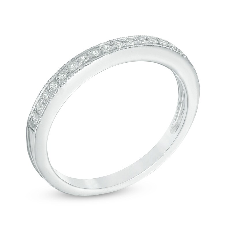 Main Image 2 of 1/10 CT. T.W. Diamond Vintage-Style Anniversary Band in 14K White Gold