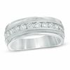 Thumbnail Image 0 of Men's 1 CT. T.W. Diamond Milgrain Anniversary Band in 14K White Gold