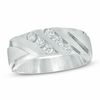 Thumbnail Image 0 of Men's 1/2 CT. T.W. Diamond Double Row Slant Anniversary Band in 10K White Gold