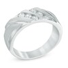 Thumbnail Image 1 of Men's 1/2 CT. T.W. Diamond Double Row Slant Anniversary Band in 10K White Gold