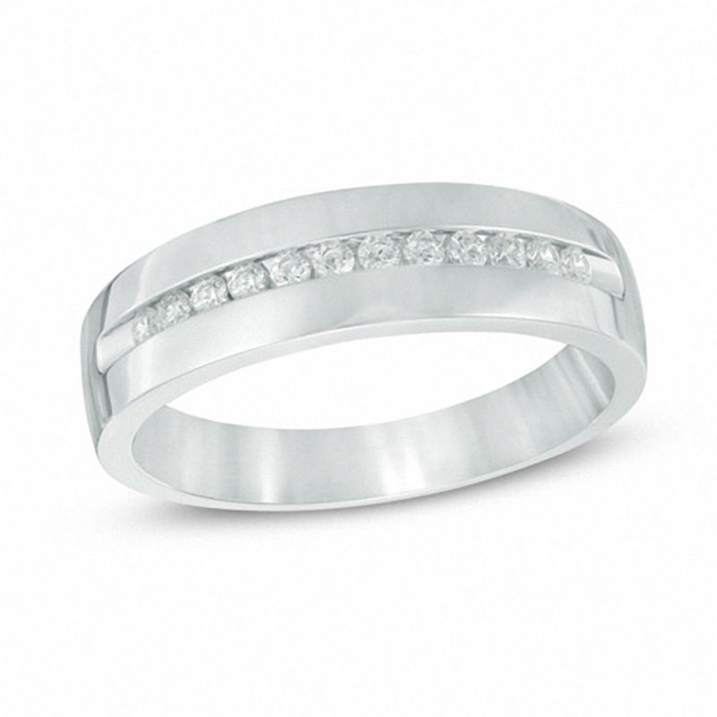 Men's 1/4 CT. T.W. Diamond Anniversary Band in 14K White Gold