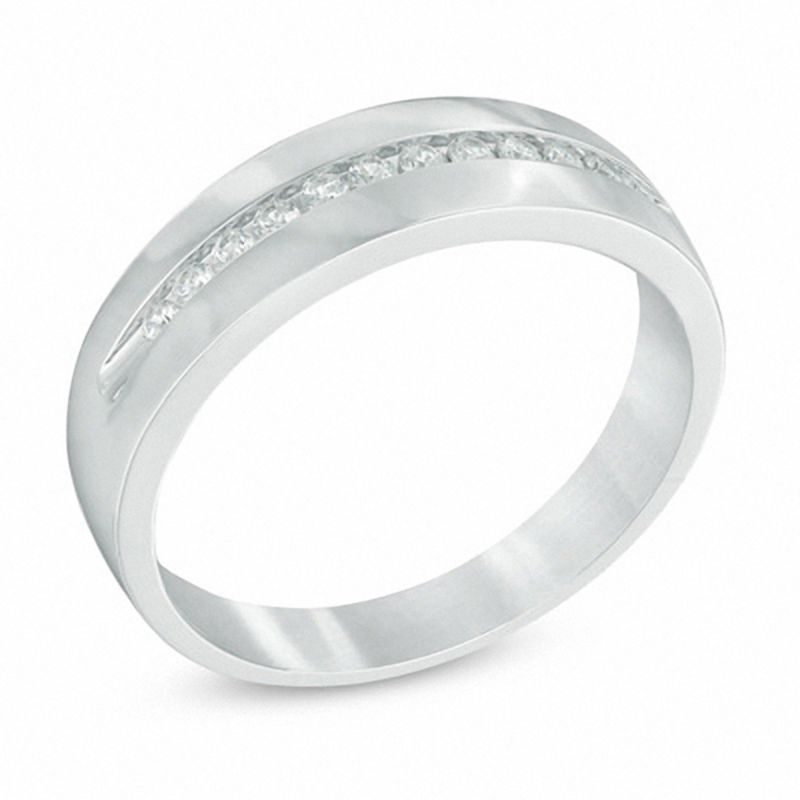 Men's 1/4 CT. T.W. Diamond Anniversary Band in 14K White Gold