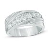 Thumbnail Image 0 of Men's 1 CT. T.W. Diamond Slant Anniversary Band in 10K White Gold