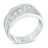 Thumbnail Image 1 of Men's 1 CT. T.W. Diamond Slant Anniversary Band in 10K White Gold