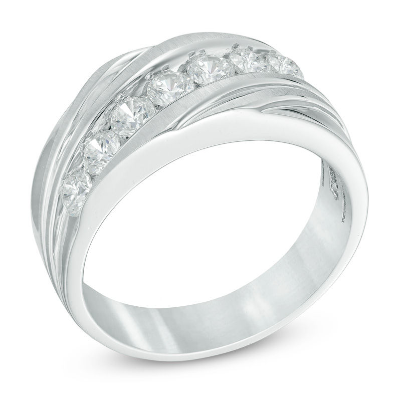Main Image 2 of 1 CT. T.W. Diamond Slant Anniversary Band in 10K White Gold