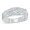 Thumbnail Image 0 of Men's 1/4 CT. T.W. Diamond Seven Stone Slant Anniversary Band in 10K White Gold