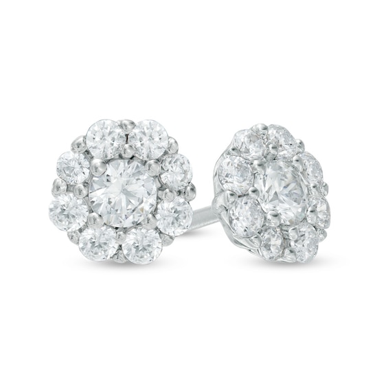 1/2 CT. T.W. Diamond Frame Flower Stud Earrings in 10K White Gold 1/2 CT. T.W. Diamond Frame Flower Stud Earrings in 10K White Gold