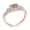 Thumbnail Image 2 of 1/5 CT. T.W. Composite Champagne and White Diamond Frame Promise Ring in 10K Rose Gold