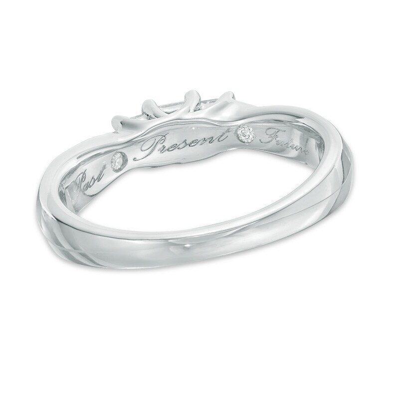 Main Image 3 of 1/2 CT. T.W. Princess-Cut Diamond Past Present Future® Engagement Ring in 10K White Gold