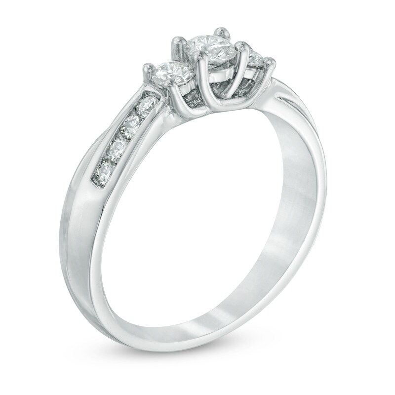 Main Image 2 of 1/2 CT. T.W. Diamond Past Present Future® Engagement Ring in 10K White Gold