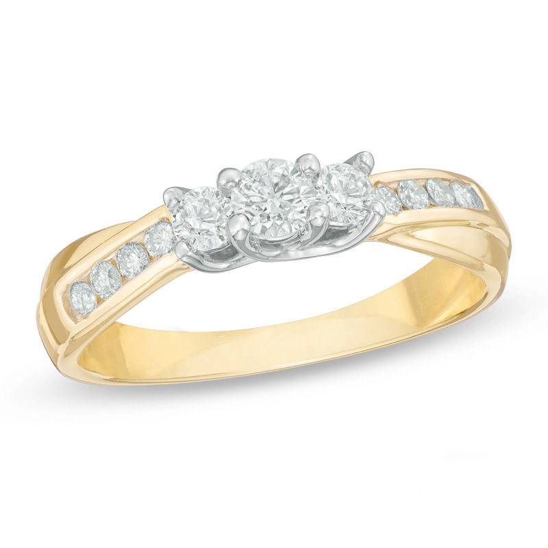 1/2 CT. T.W. Diamond Past Present Future® Engagement Ring in 10K Gold