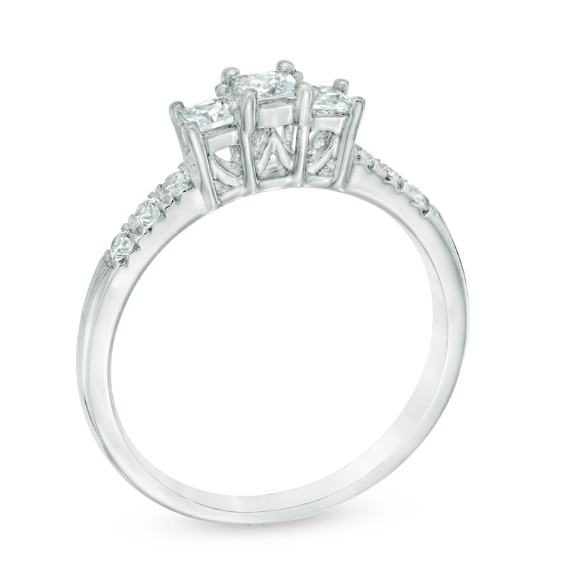 1/2 CT. T.W. Princess-Cut Diamond Past Present Future® Ring in 14K White Gold