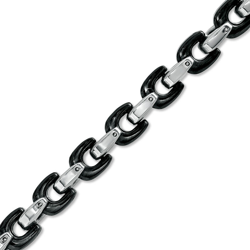 Main Image 2 of Black IP Stainless Steel Chain Necklace and Bracelet Set - 24"