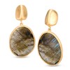 Thumbnail Image 1 of Oval Synthetic Labradorite Drop Earrings in Sterling Silver and 18K Gold Plate