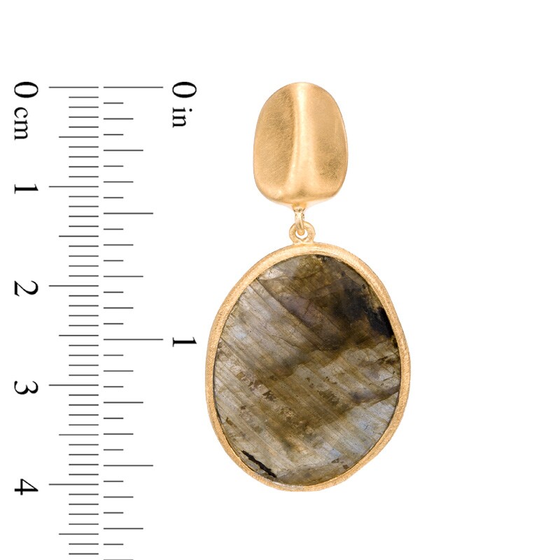 Main Image 2 of Oval Synthetic Labradorite Drop Earrings in Sterling Silver and 18K Gold Plate