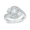 Thumbnail Image 0 of 1 CT. T.W. Certified Canadian Diamond Three Stone Slant Engagement Ring in 14K White Gold (I/I2)