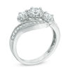 1 CT. T.W. Certified Canadian Diamond Three Stone Slant Engagement Ring in 14K White Gold (I/I2)