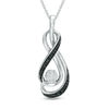 Thumbnail Image 0 of Enhanced Black and White Diamond Accent Cluster Infinity Pendant in Sterling Silver