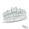 Thumbnail Image 0 of 1-1/3 CT. T.W. Princess-Cut Diamond Past Present Future® Bridal Set in 14K White Gold